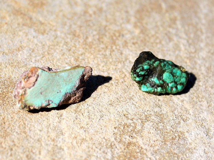 Turquoise (native, untreated from Mt. Battle, NV and stabilized piece from Kingston AZ)