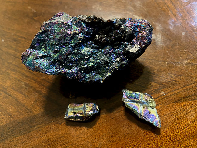 Bornite, natural luster and iridescence 