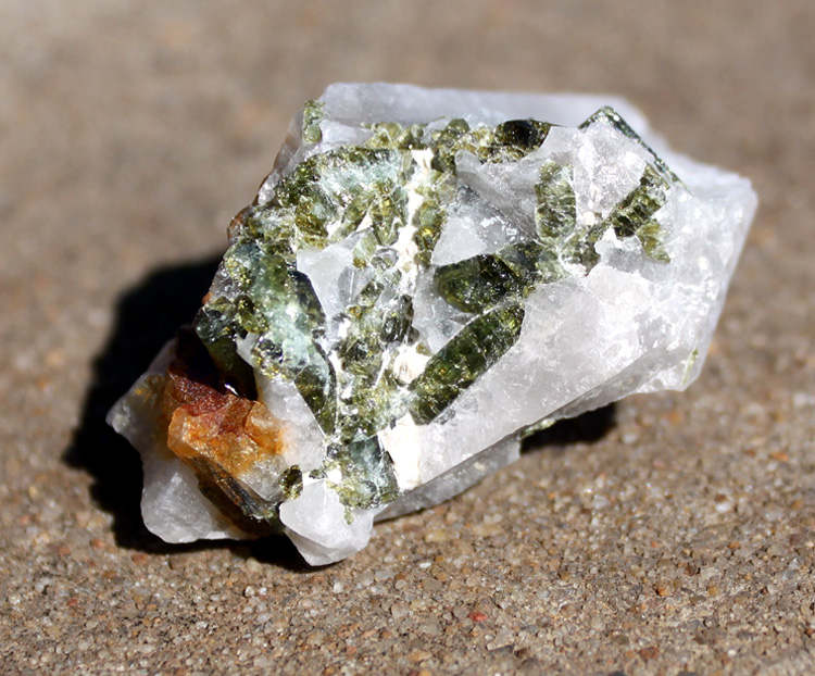 Green Tourmaline in Quartz