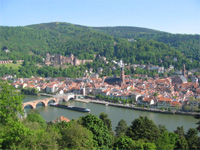 The Philosophenweg (Philosophers' Walk) across the Neckar River from Heidelberg, Germany.