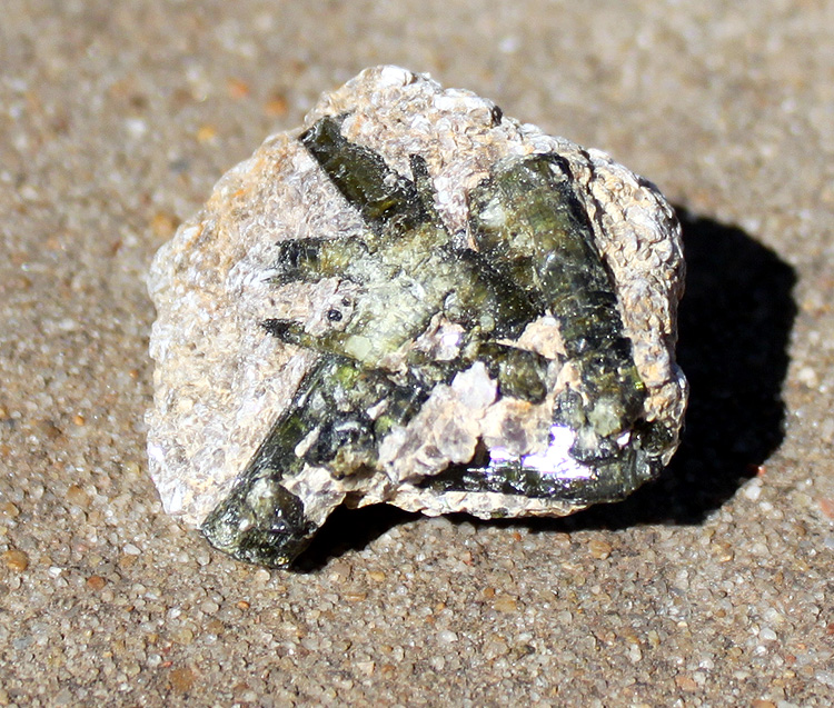 Green Tourmaline crystals in matrix