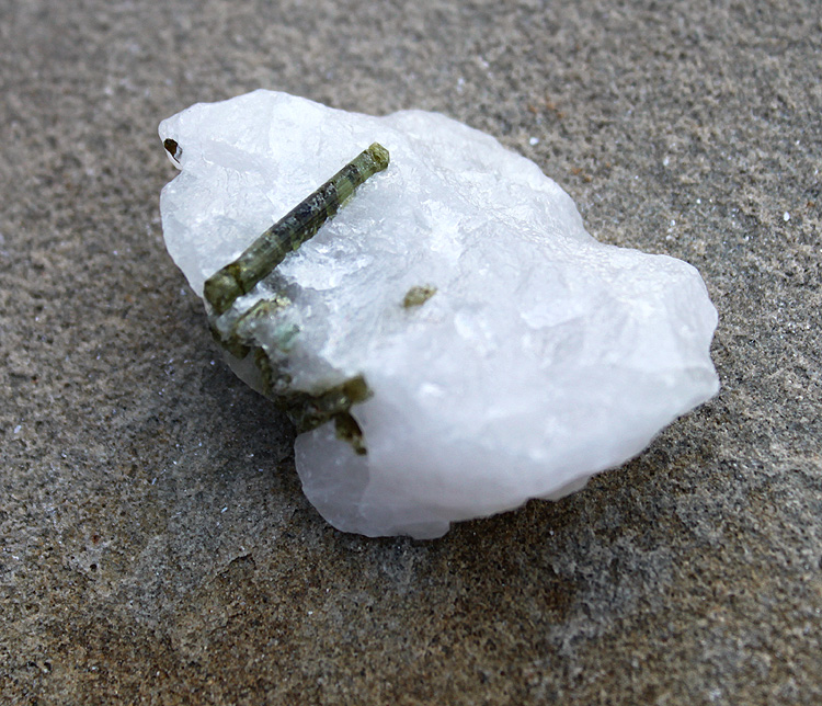 Green Tourmaline crystals in quartz matrix