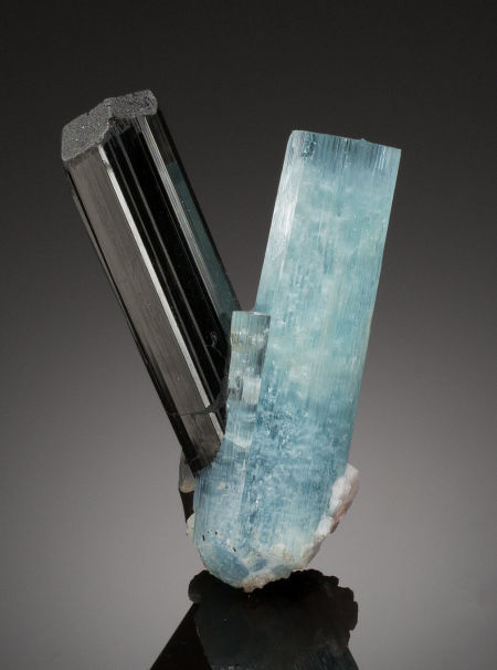 Back Schorl Tourmaline crystal with Aquamarine crystal